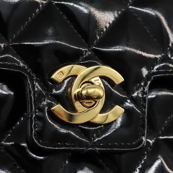 Chanel Cc Turnlock Top Handle Flap Bag Patent Leather Black Patent_Leather - Picture 13 of 16